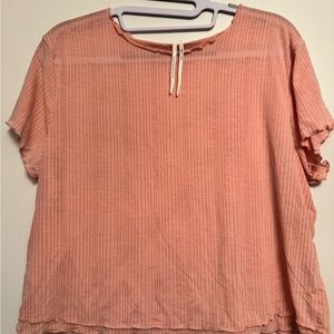Anthropology Ribbed Short-Sleeve Top - Pink